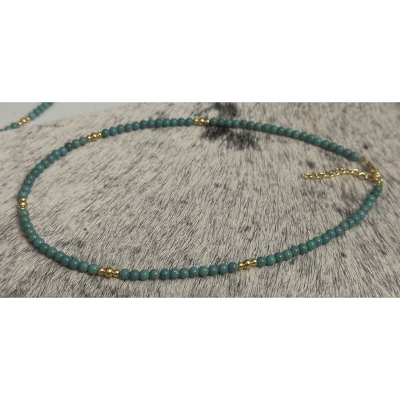 Native Sterling 925 Gold Beaded Navajo Pearl Turquoise Round Necklace 16”-18” - Picture 8 of 11